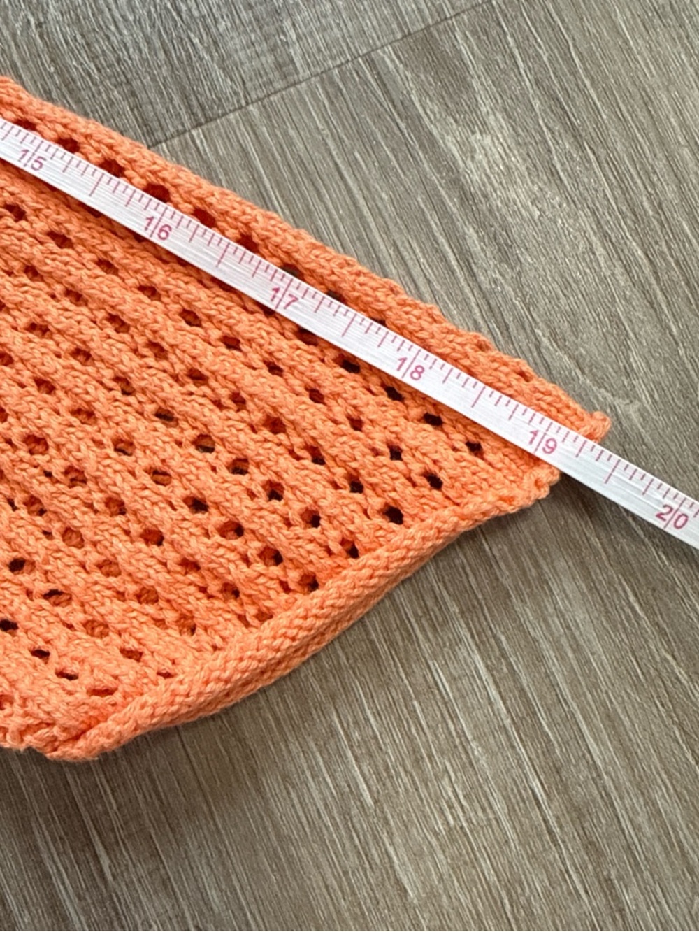 Jeanne Pierre 100% Cotton Open Knit Crochet Orange Top With Side Slits Size L - Picture 10 of 11